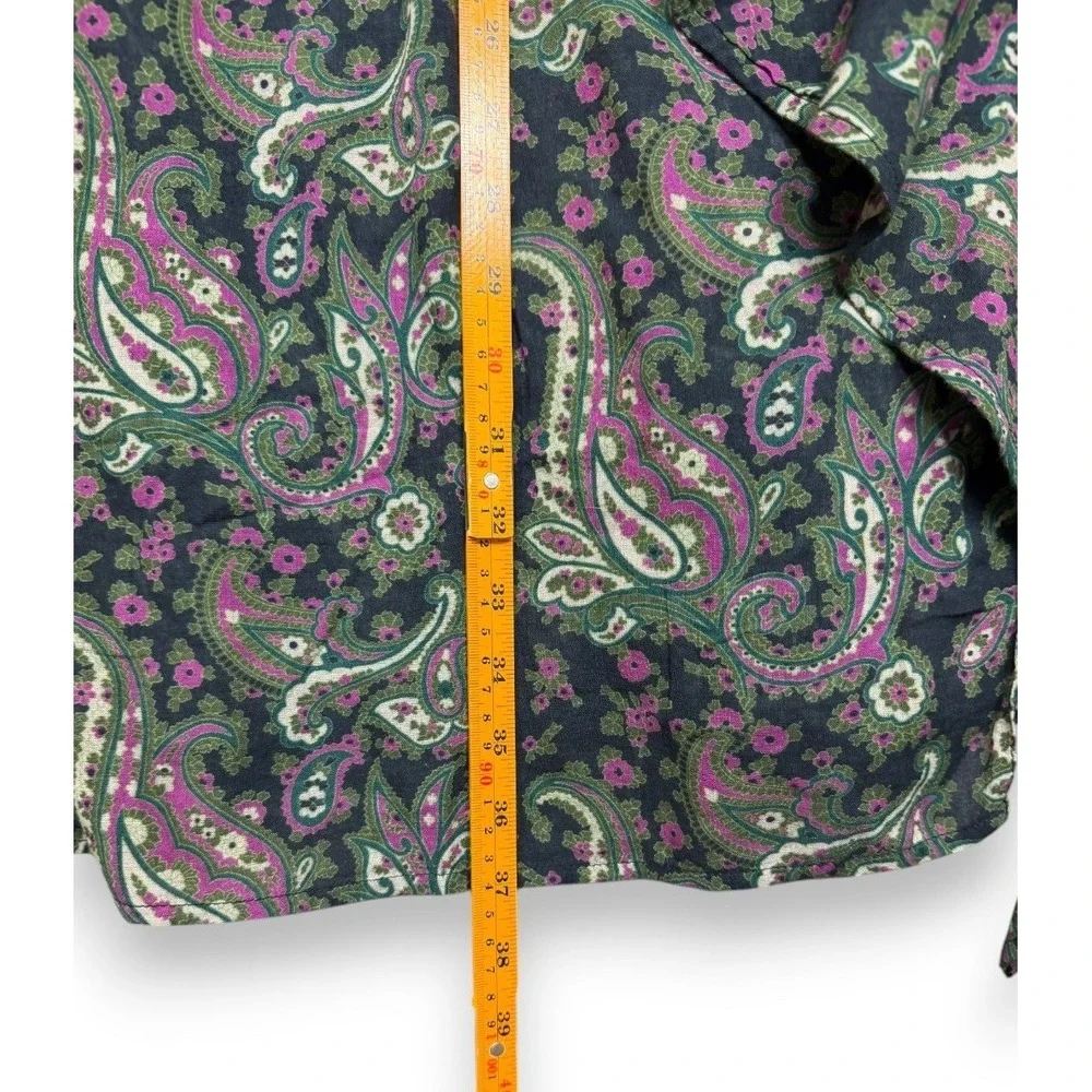 Sundance Skirt Womens XL Green Pink Paisley Caldera Ruffle Midi A Line Prairie